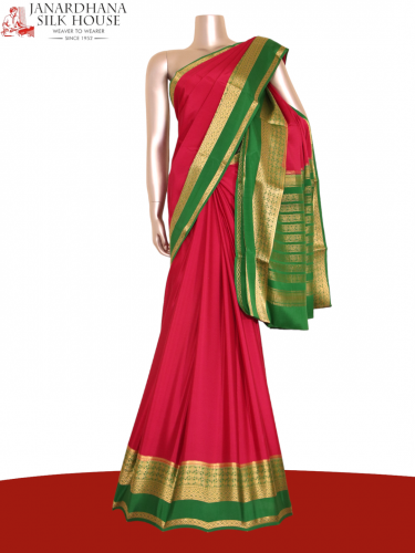 Contrast Wedding Mysore Crepe Silk Saree